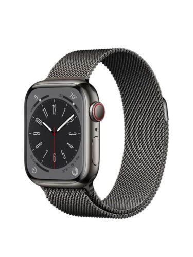 Apple Watch Series 8 GPS + Cellular 41mm Graphite Stainless Steel Case with Graphite Milanese Loop – 0194253180005