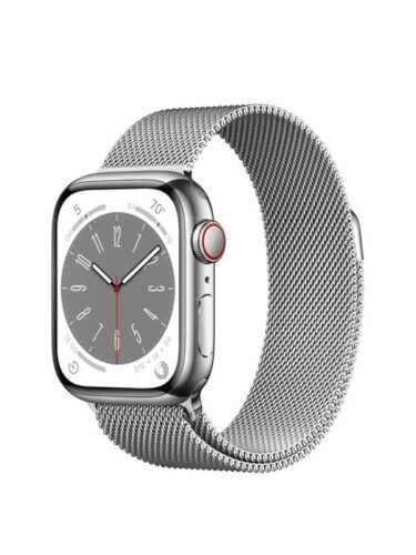 Apple Watch Series 8 GPS + Cellular 41mm Silver Stainless Steel Case with Silver Milanese Loop – 0194253178606