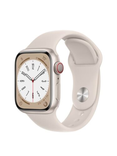 Apple Watch Series 8 GPS + Cellular 41mm Starlight Aluminium Case with Starlight Sport Band – 0194253177555