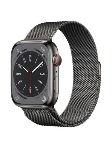 Apple Watch Series 8 GPS + Cellular 45mm Graphite Stainless Steel Case with Graphite Milanese Loop – 0194253183594