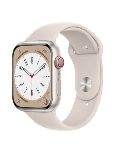 Apple Watch Series 8 GPS + Cellular 45mm Starlight Aluminium Case with Starlight Sport Band – 0194253181149