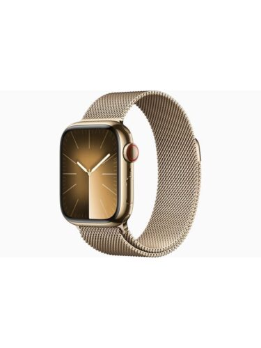 Apple Watch Series 9 GPS + Cellular 41mm – Gold Stainless Steel Case with Gold Milanese Loop – 0194253845294