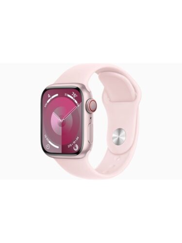 Apple Watch Series 9 GPS + Cellular 41mm – Pink Aluminium Case with Light Pink Sport Band – M/L – 0194253843054