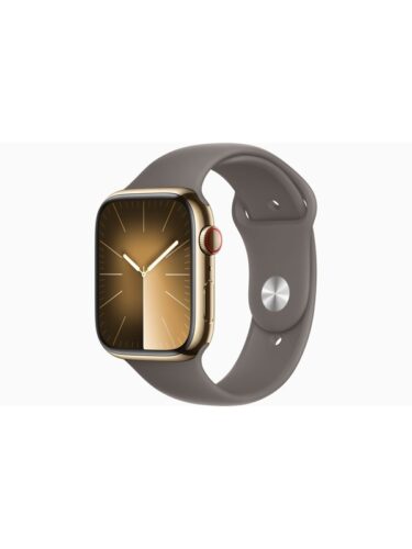 Apple Watch Series 9 GPS + Cellular 45mm – Gold Stainless Steel Case with Clay Sport Band – S/M – 0194253852162