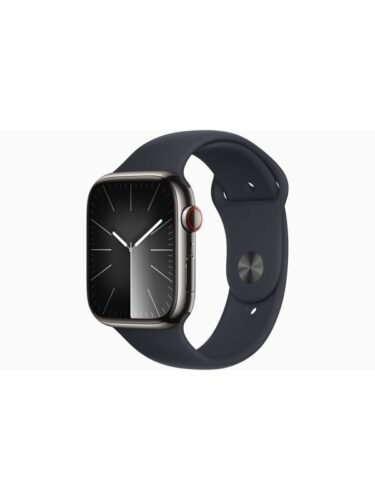 Apple Watch Series 9 GPS + Cellular 45mm – Graphite Stainless Steel Case with Midnight Sport Band – S/M – 0194253853091