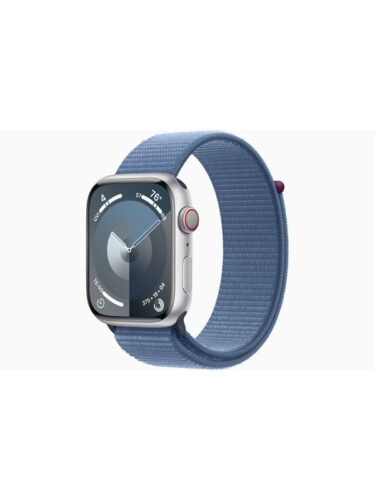 Apple Watch Series 9 GPS + Cellular 45mm – Silver Aluminium Case with Winter Blue Sport Loop – 0194253849933