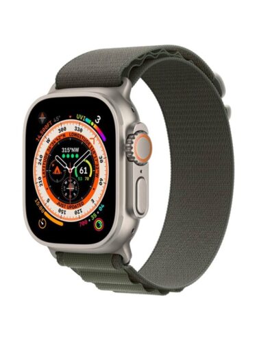 Apple Watch Ultra GPS + Cellular 49mm Titanium Case with Green Alpine Loop – Small – 0194253144434