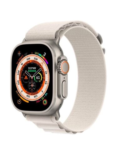 Apple Watch Ultra GPS + Cellular 49mm Titanium Case with Starlight Alpine Loop – Small – 0194253424680