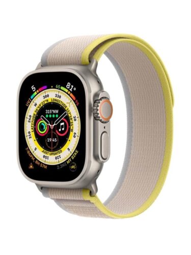Apple Watch Ultra GPS + Cellular 49mm Titanium Case with Yellow/Beige Trail Loop – M/L – 0194253425533