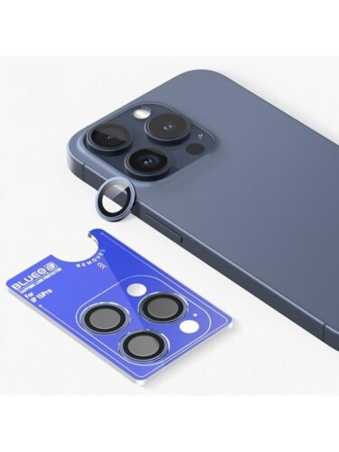 Blueo Sapphire Crystal Stainless Steel Camera Lens Protector – blue – iPhone 15 Pro – 6934663739967