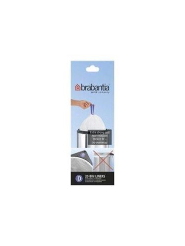 brabantia Size D – trash can liner – high-density polyethylene (HDPE) – white – pack of 20 – 8710755246760