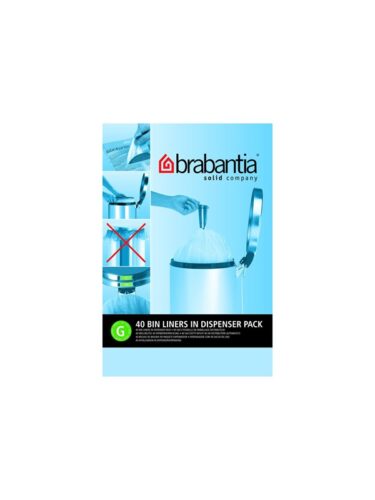 brabantia Size G – trash can liner – high-density polyethylene (HDPE) – white – pack of 40 – 8710755375668