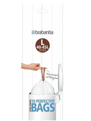brabantia Size L – trash can liner – 45 L – high-density polyethylene (HDPE) – white – pack of 12 x 10 – 8710755371547