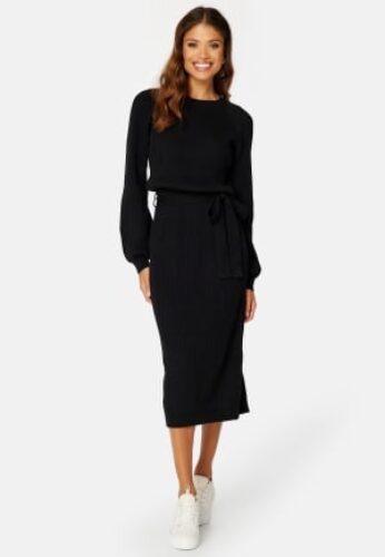BUBBLEROOM Amira knitted dress Black L – 7333340148044