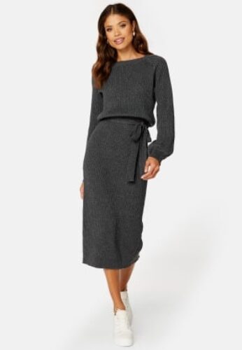 BUBBLEROOM Amira knitted dress Dark grey melange 4XL – 7333340148167