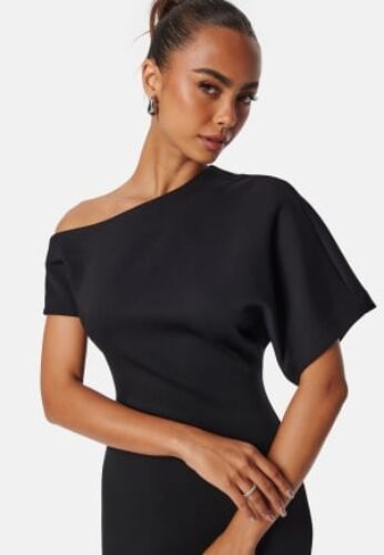 BUBBLEROOM Asymmetric Midi Dress Black M – 7333340318492