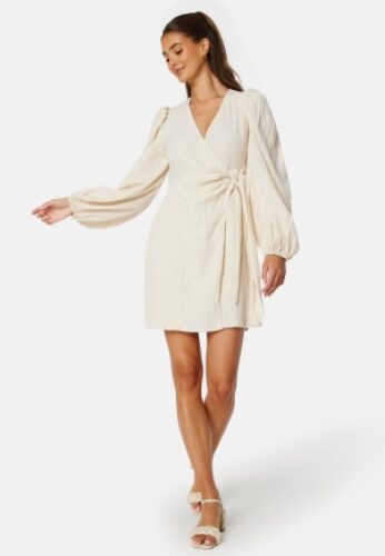 BUBBLEROOM Axelle Wrap Dress Cream L – 7333340271155