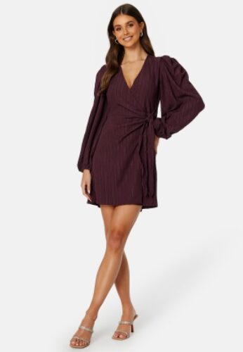 BUBBLEROOM Axelle Wrap Dress Dark wine-red XS – 7333340249116