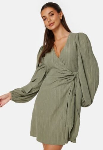 BUBBLEROOM Axelle Wrap Dress Khaki green XS – 7333340271179