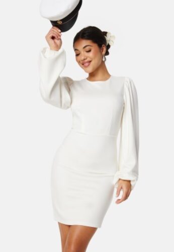 BUBBLEROOM Balloon Sleeve Short Dress White L – 7333340278727