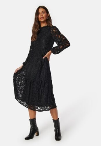 BUBBLEROOM Blanca Midi Lace Dress Black 34 – 7333340251058