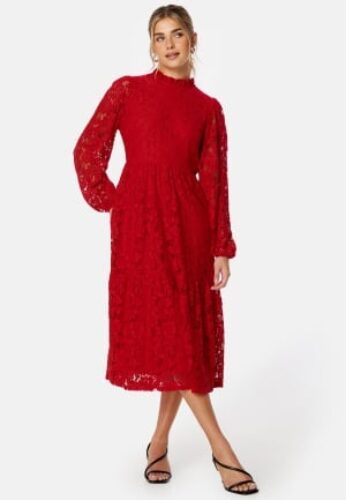 BUBBLEROOM Blanca Midi Lace Dress Red 34 – 7333340250983
