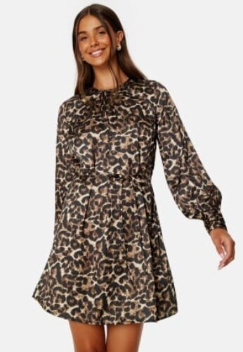 BUBBLEROOM Catalina Satin Dress Leopard 42 – 7333340259009