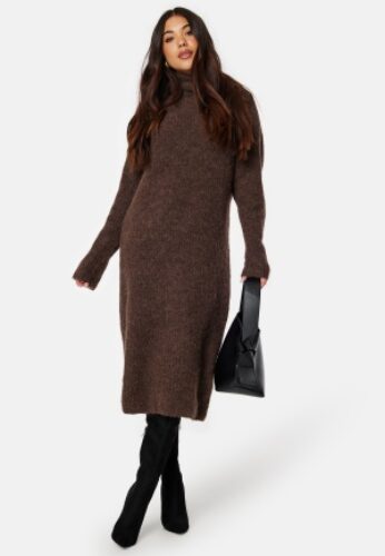 BUBBLEROOM CC Chunky knitted wool mix dress Brown L – 7333340177020