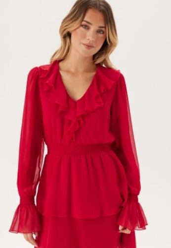 BUBBLEROOM Cheyenne Frill Dress Red 40 – 7333340253588