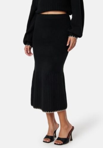 BUBBLEROOM Contrast Edge Knitted Skirt Black XS – 7333340301661