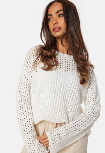 BUBBLEROOM Crochet Knitted Long Sleeve Top Offwhite XS – 7333340299784