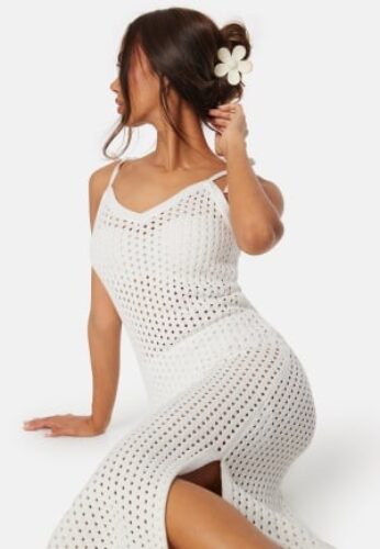 BUBBLEROOM Crochet Knitted Tie Strap Dress Offwhite XS – 7333340299937