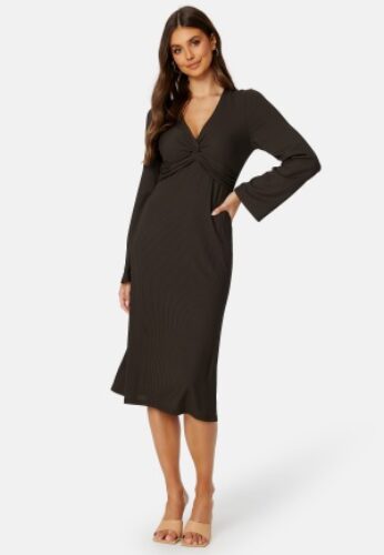 BUBBLEROOM Daira Rib Dress Dark brown XS – 7333340246146