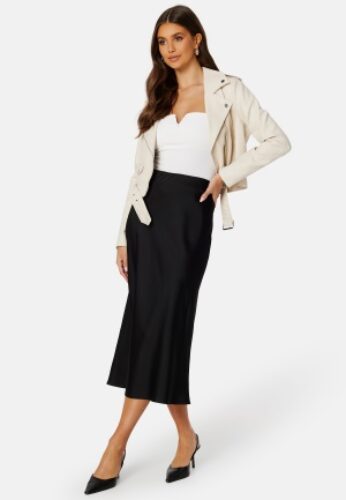 BUBBLEROOM Demi Midi Satin Skirt Black 46 – 7333340244050