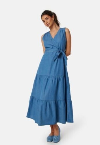 BUBBLEROOM Denim Flounce Dress Light blue 44 – 7333340303474