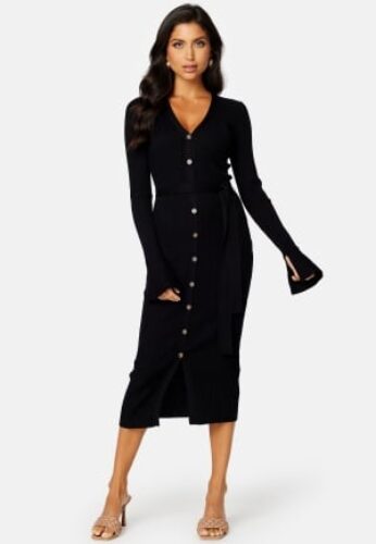 BUBBLEROOM Fine Knitted Cardigan Dress Black L – 7333340155080