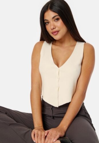 BUBBLEROOM Fine Knitted Vest Offwhite M – 7333340283387