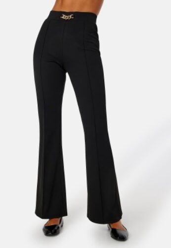 BUBBLEROOM Flared Belted Trousers Black XS – 7333340250754