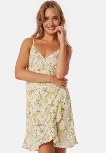 BUBBLEROOM Flounce Short Strap Dress Yellow/Patterned XS – 7333340307632