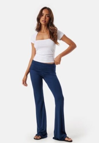 BUBBLEROOM Fold Over Flared Trousers Navy L – 7333340325094