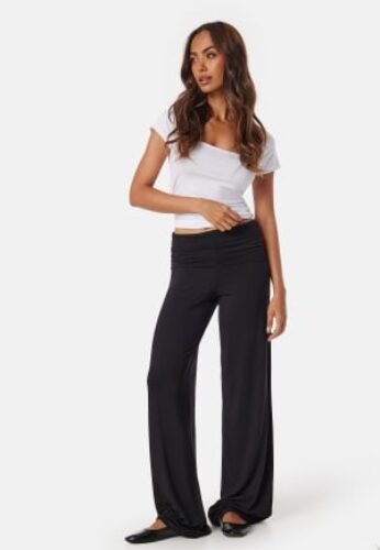 BUBBLEROOM Fold Over Wide Trousers Black M – 7333340325230