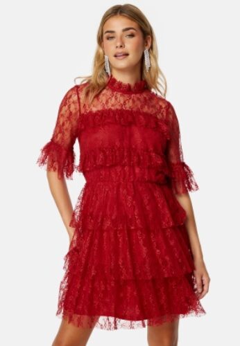 BUBBLEROOM Frill Lace Dress Red 42 – 7333340266519