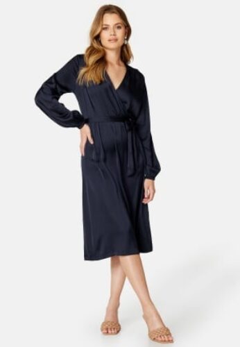 BUBBLEROOM Gisele Satin Midi Dress Dark blue 36 – 7333340153628