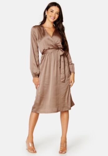 BUBBLEROOM Gisele Satin Midi Dress Nougat 34 – 7333340153680