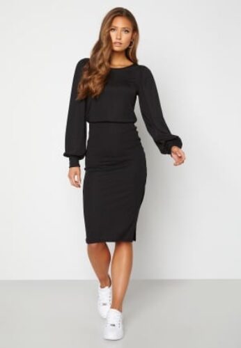 BUBBLEROOM Gry Balloon Sleeve Dress Black S – 7333340313121