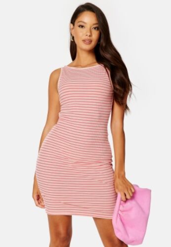 BUBBLEROOM Hallie striped rib dress Coral / Striped XS – 7333340171776