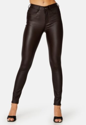BUBBLEROOM High Waist Slim Coated Jeans  Dark brown 34 – 7333340155417