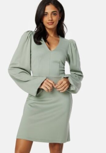 BUBBLEROOM Idalina V-neck Dress Dusty green XS – 7333340290798