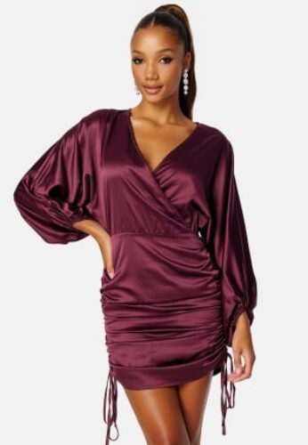 BUBBLEROOM Kimberly Satin Dress Bordeaux 46 – 7333340165133