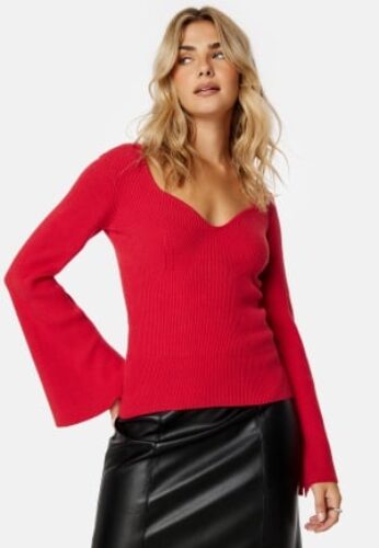 BUBBLEROOM Knitted L/S Slit Top Red XL – 7333340257623